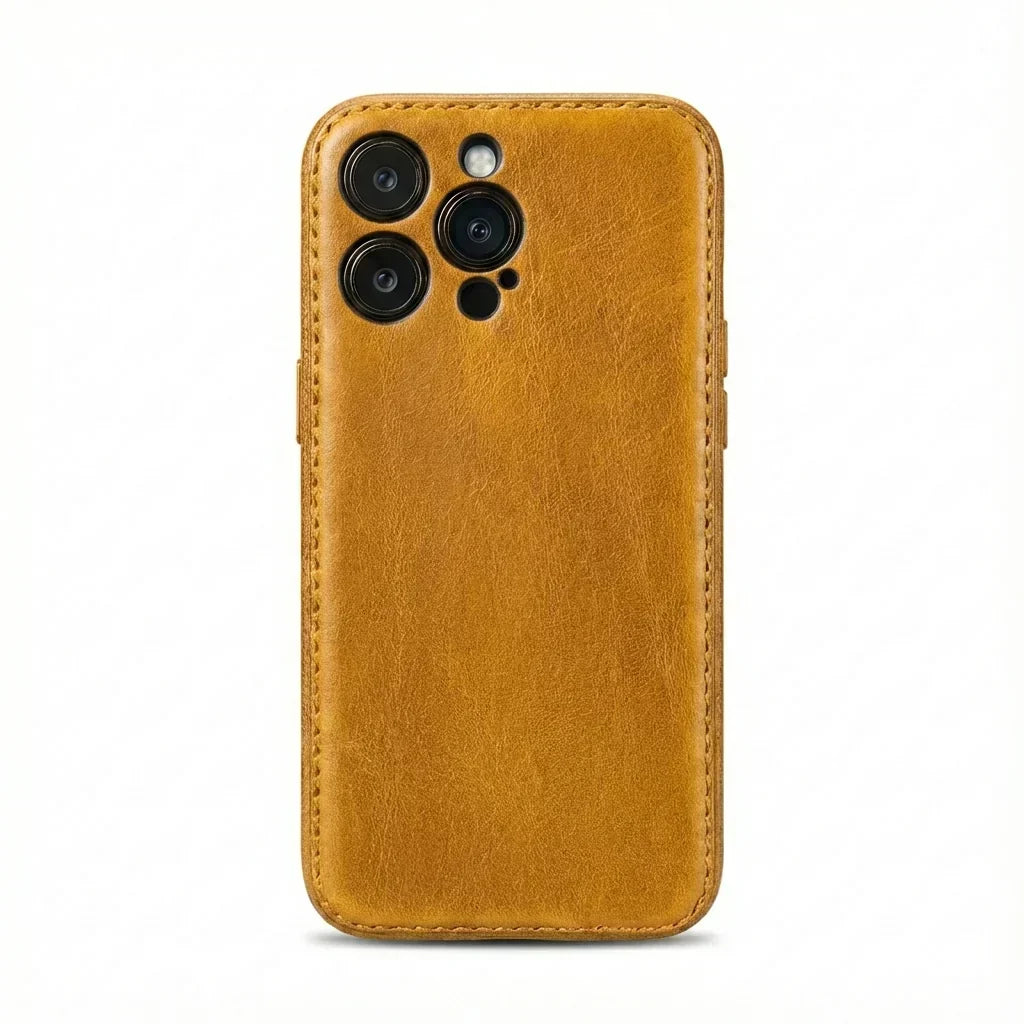 Ručno izrađena kožna torbica za iPhone biljno štavljene – Vintage Patina Edition