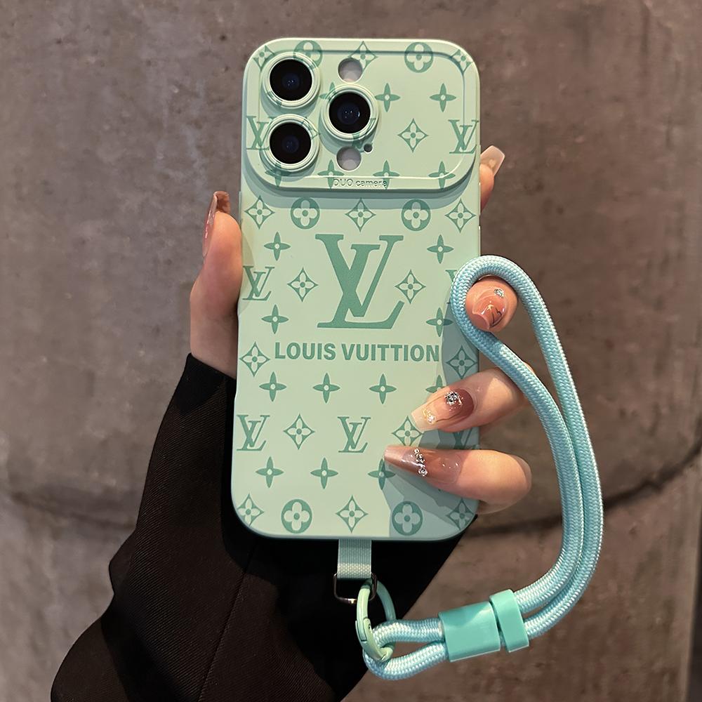 Luxuriöse iPhone-Hülle mit geprägtem Muster und abnehmbarer Handschlaufe