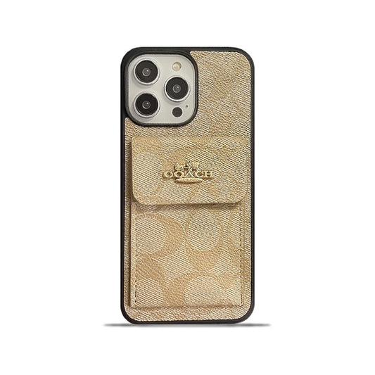 クラシック iPhone ケース カードホルダー付き ウォレット コーヒー -SZK240425