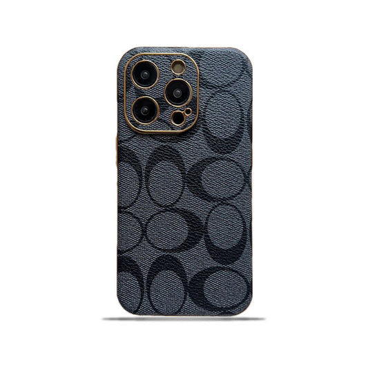 クラシック iPhone ケース レザー ブラック -QBK240513