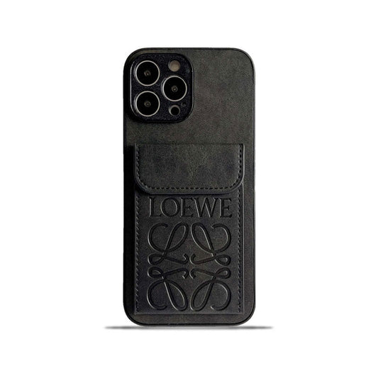 カードホルダー付き高級iPhoneケース ブラック-LZP241448