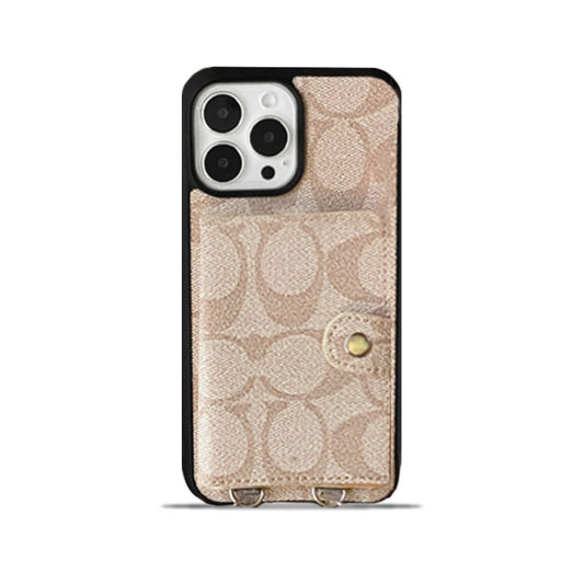 クラシック iPhone ケース ウォレットとストラップ付き ホワイト -SZK240402