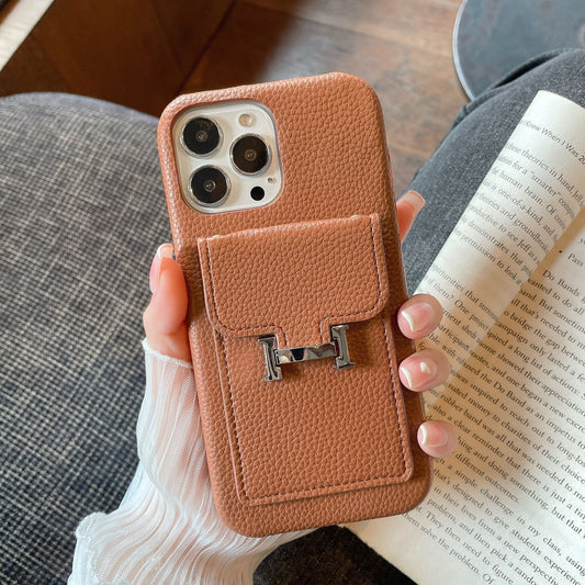 H カードホルダー レザー iPhone ケース
