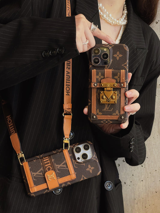 高級カードホルダーチェーンiPhoneケース