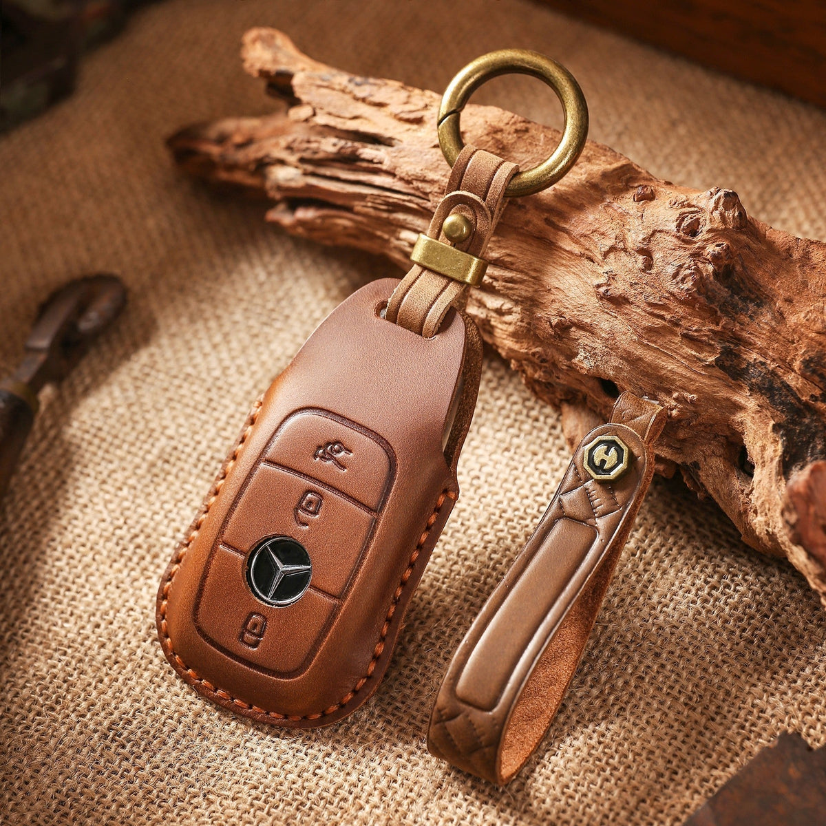 Top-Grain-Leder-Mercedes-Schlüsseletui