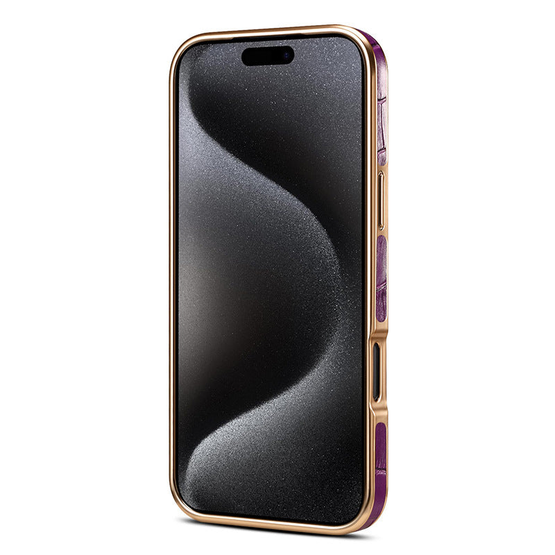 Étui en cuir gaufré croco pour iPhone