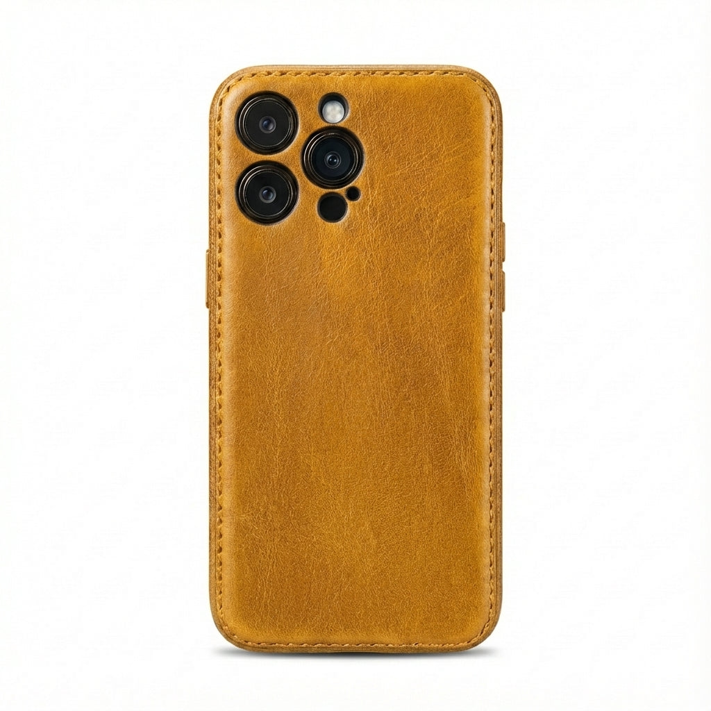 Kakavy Handcrafted Vegetable-Tanned Leather iPhone Case – Vintage Patina Edition
