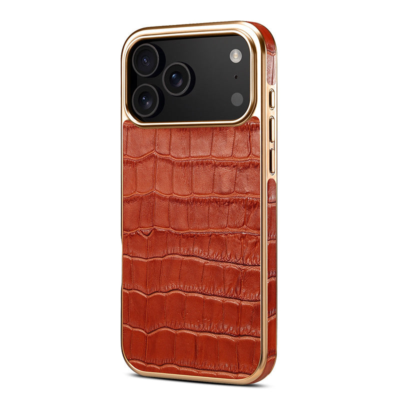 Étui en cuir gaufré croco pour iPhone