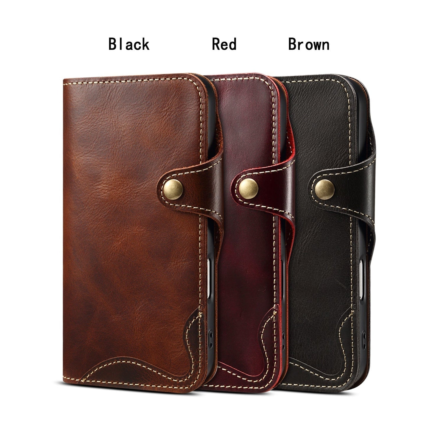 Genuine Leather Flip Case for iPhone