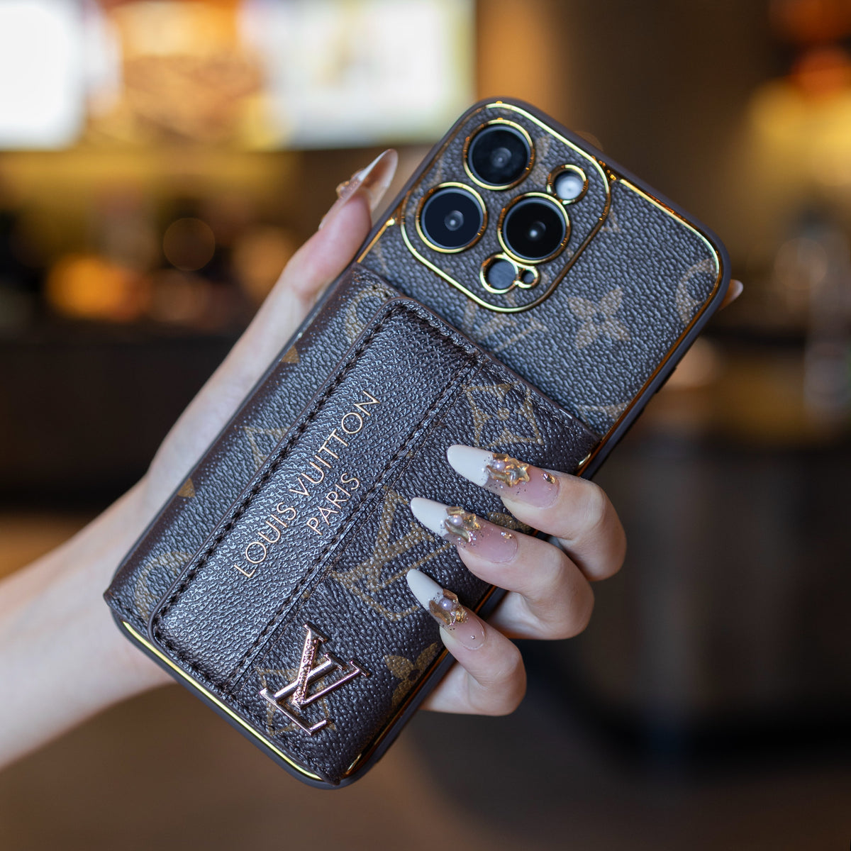 Étui pour iPhone en cuir avancé de luxe avec porte-carte et sangle