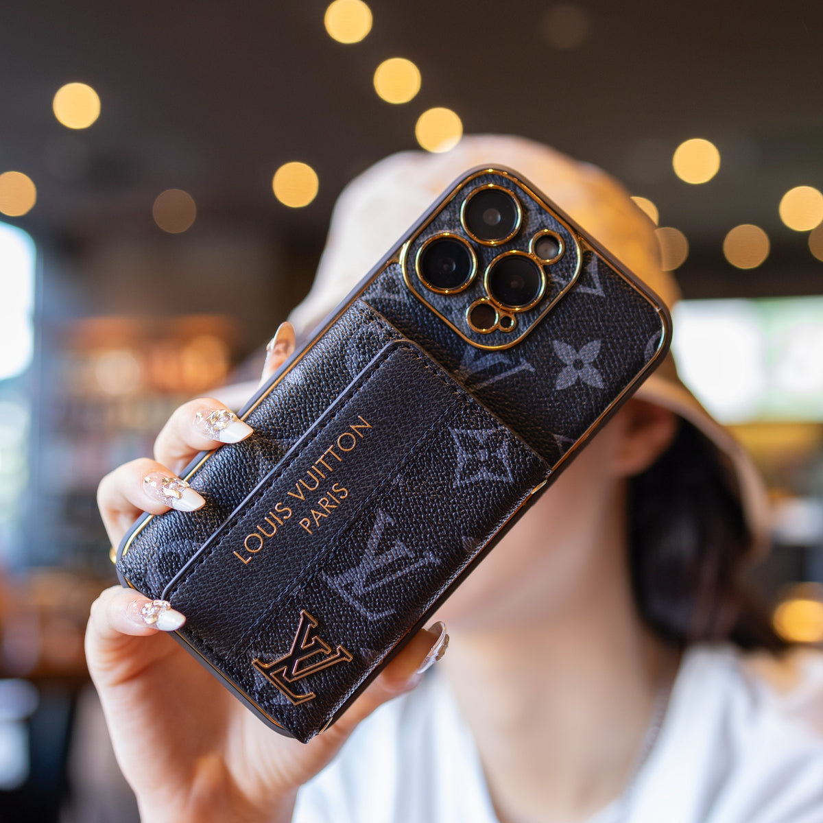 Étui pour iPhone en cuir avancé de luxe avec porte-carte et sangle