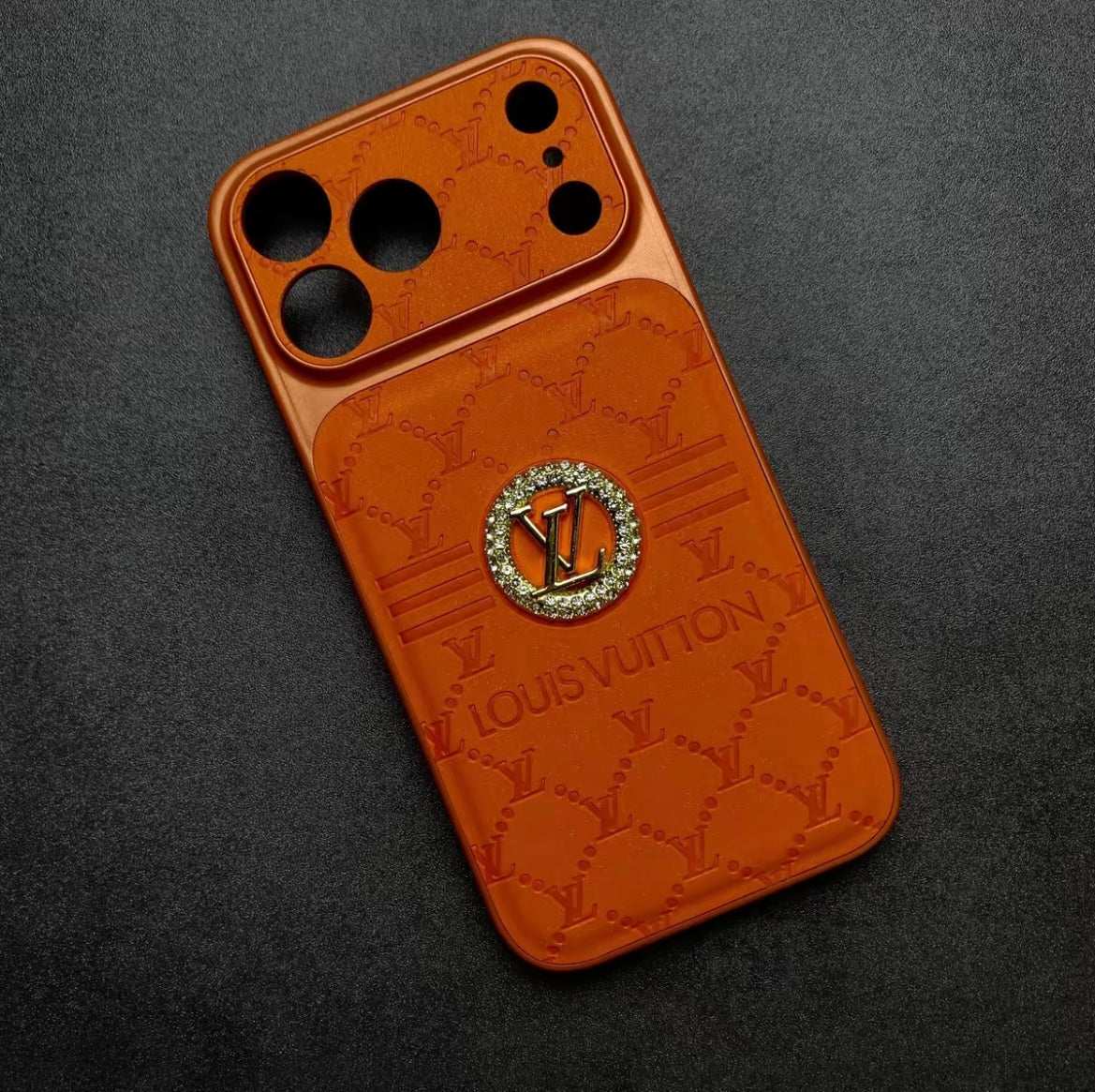 Luxury Monogram Phone Case with Embossed Icon Design