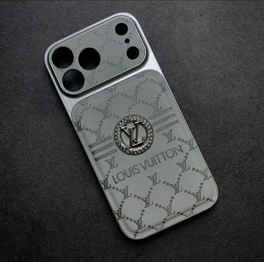 Luxury Monogram Phone Case with Embossed Icon Design