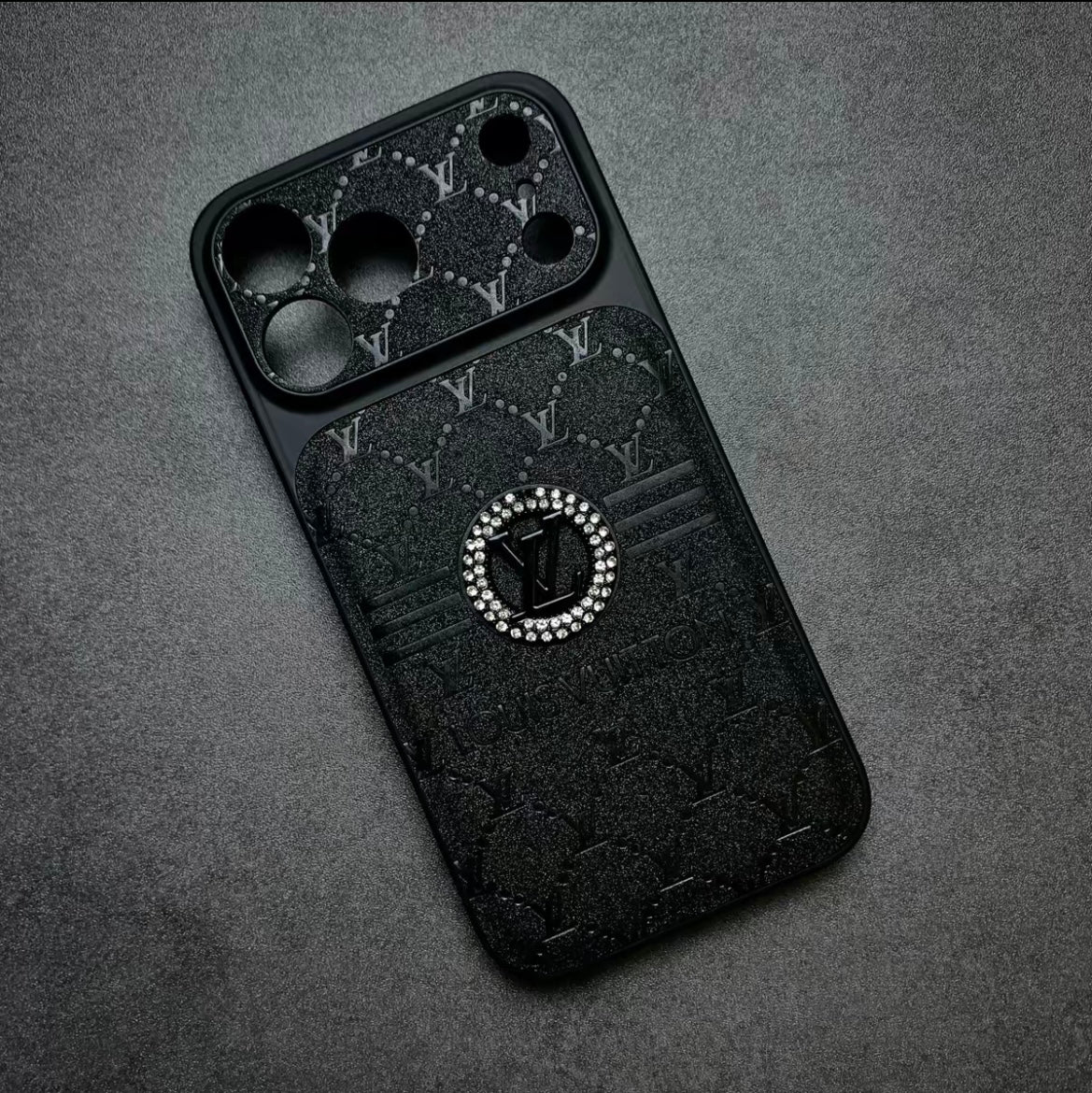 Luxury Monogram Phone Case with Embossed Icon Design