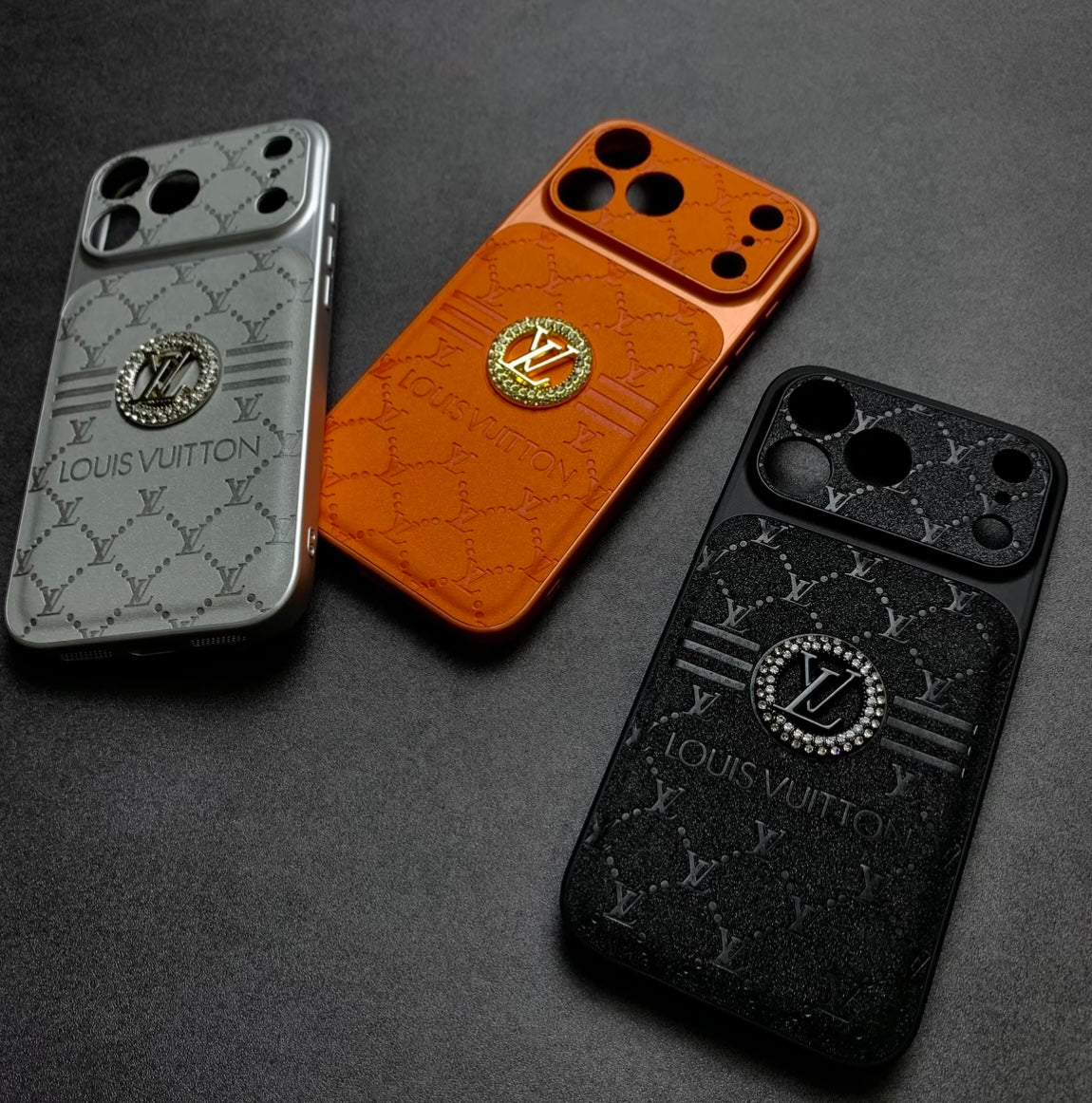 Luxury Monogram Phone Case with Embossed Icon Design