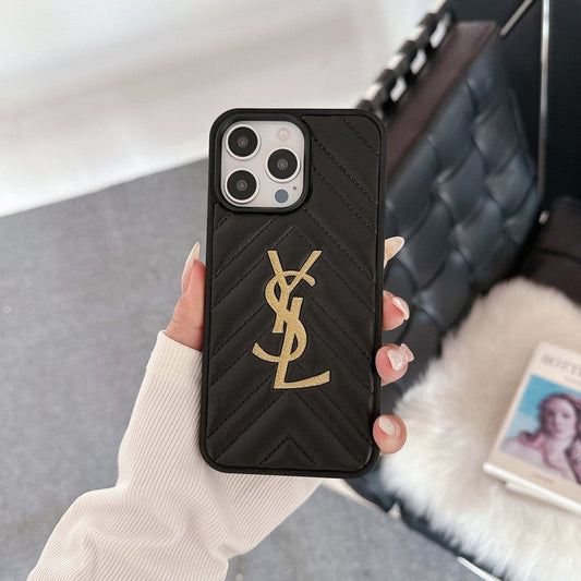 セイント ブラック & ホワイト レザー iPhone ケース