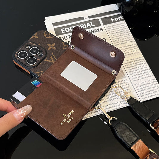 高級カードバッグ チェーン ブラウン iPhone ケース