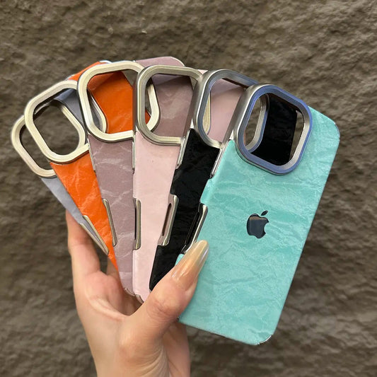 ベルベットスノーテクスチャiPhoneケース、電気メッキフレーム付き