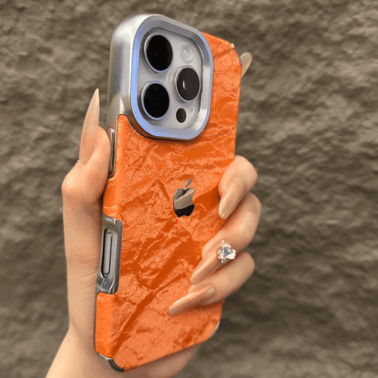 ベルベットスノーテクスチャiPhoneケース、電気メッキフレーム付き