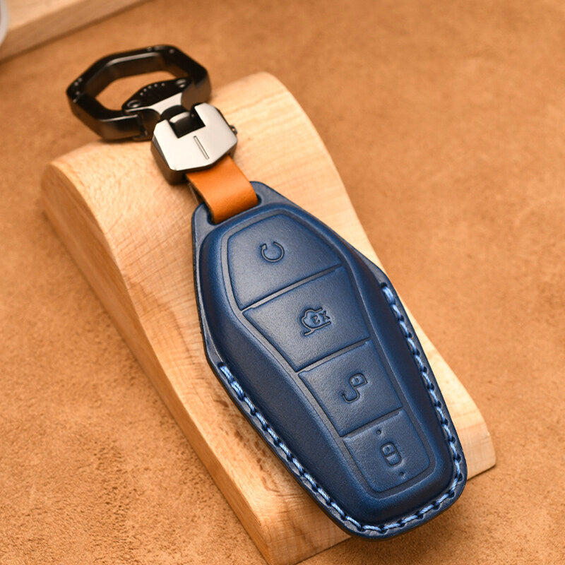 Lyxigt läderbilnyckelfodral Fob Shell för BYD
