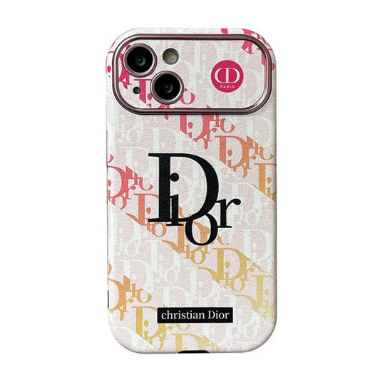 ファッションホワイト&ブラウンカラーレザーiPhoneケース