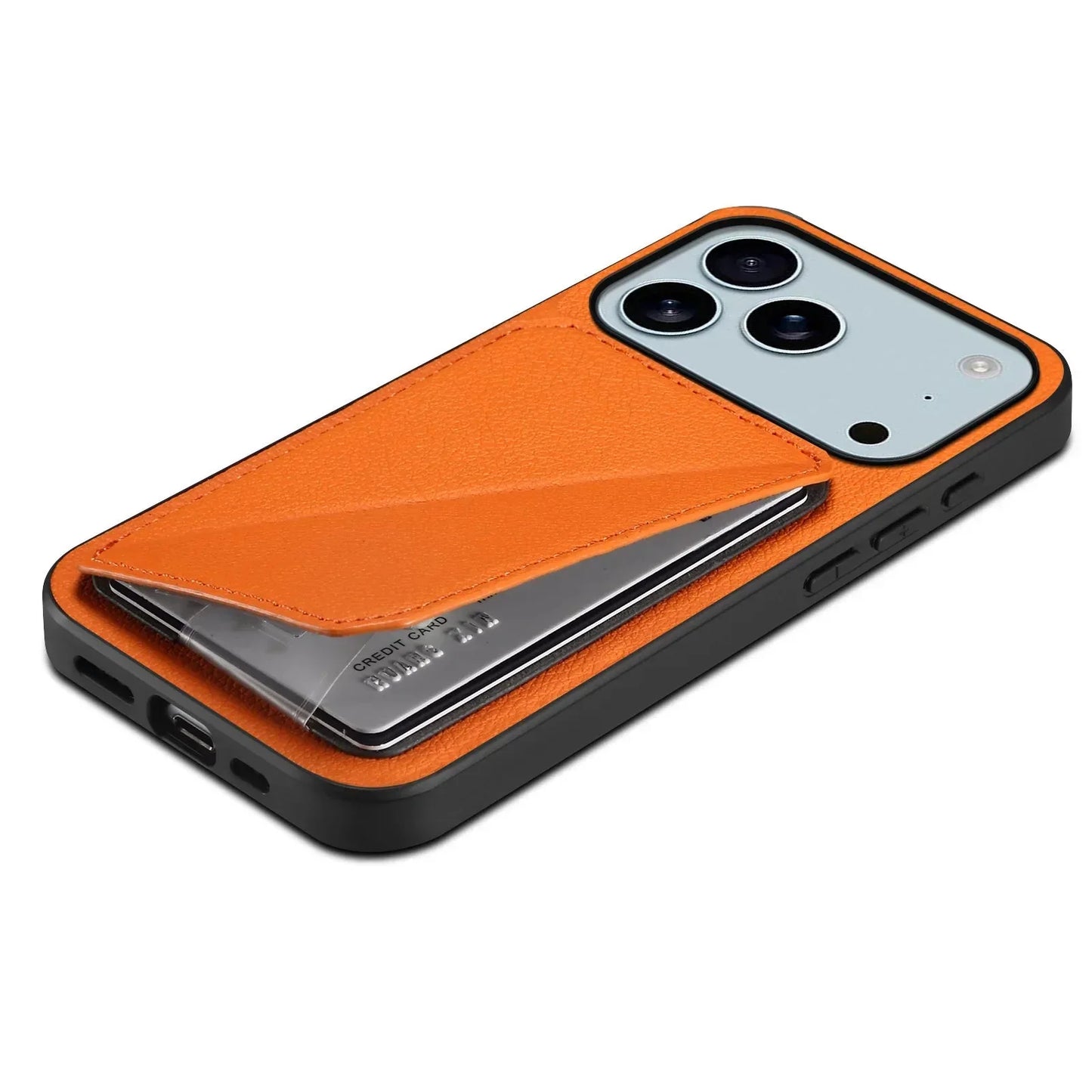 Leather Phone Case Invisible Bracket Card Holder For Cover For iPhone 17/ 16/ 15/ 14
