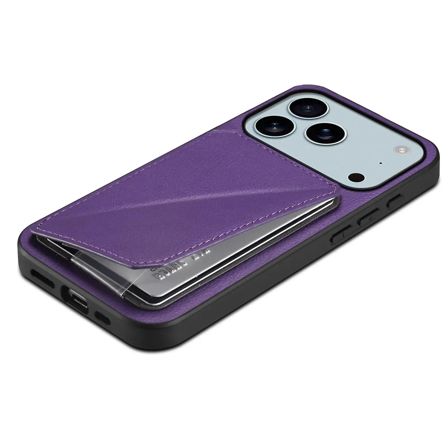 Leather Phone Case Invisible Bracket Card Holder For Cover For iPhone 17/ 16/ 15/ 14
