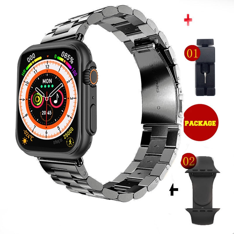 Novo ultra relógio masculino relógio inteligente série 8 nfc porta acesso smartwatch para android apple telefone bandas de relógio