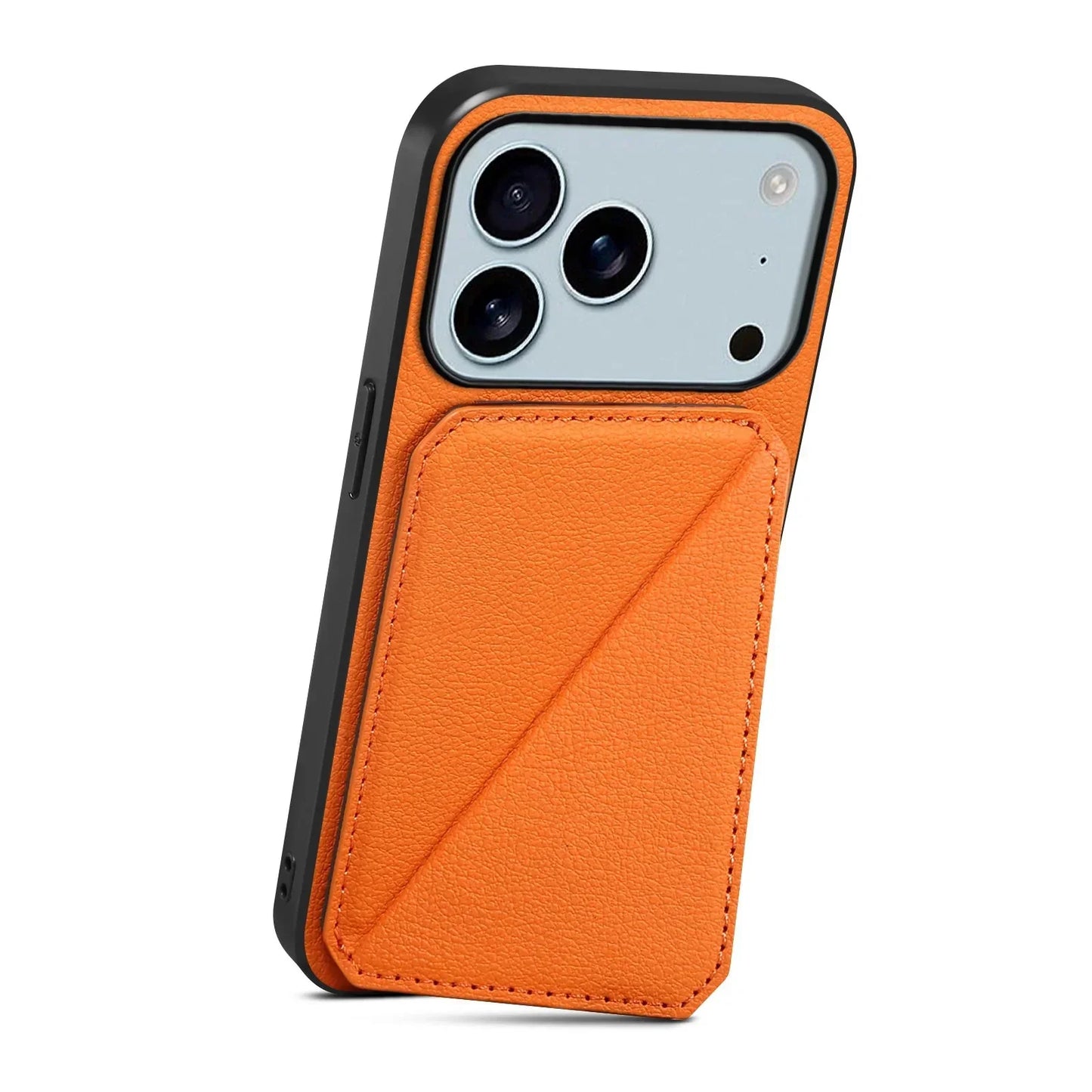 Leather Phone Case Invisible Bracket Card Holder For Cover For iPhone 17/ 16/ 15/ 14