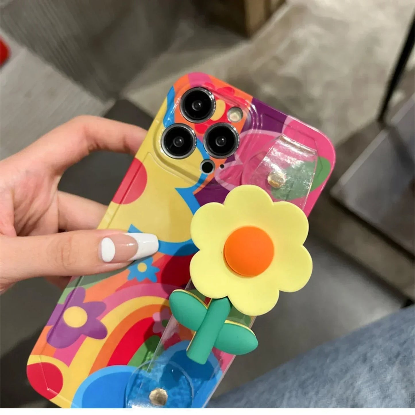 Flower With Lanyard Strap iPhone Case
