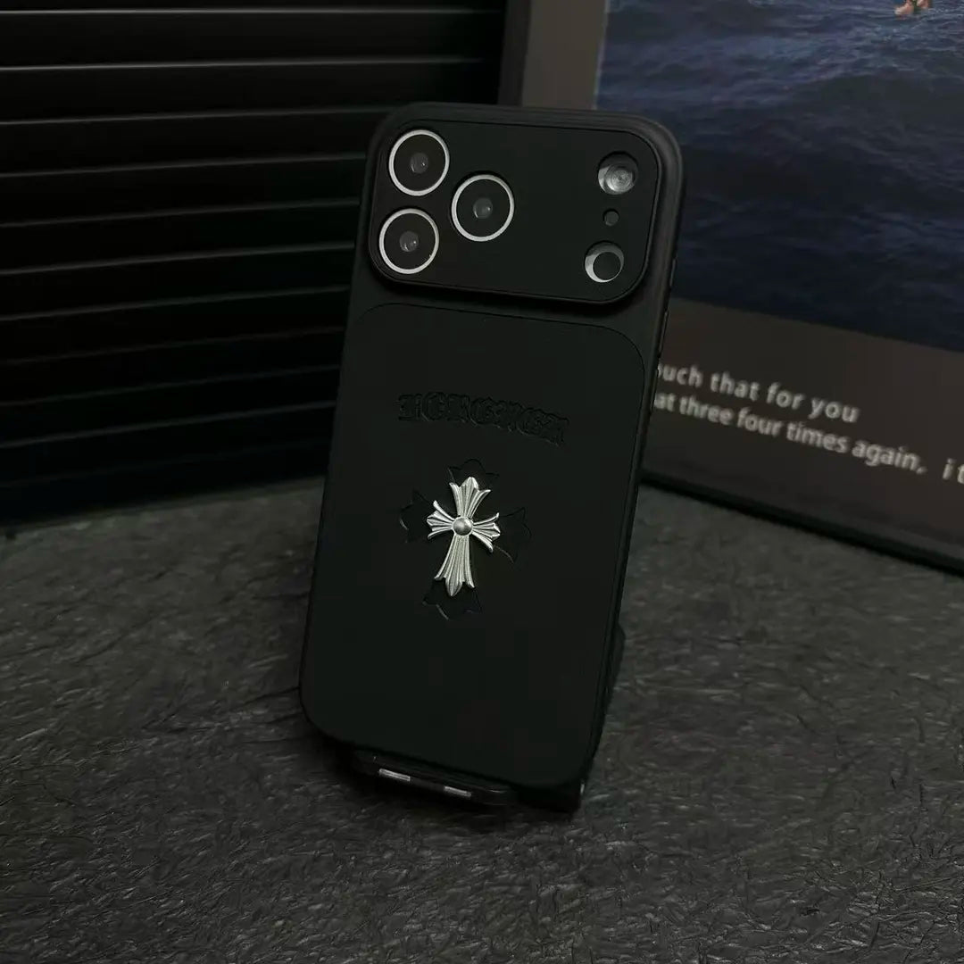 Étui pour iPhone en cuir avec croix Chrome Hearts
