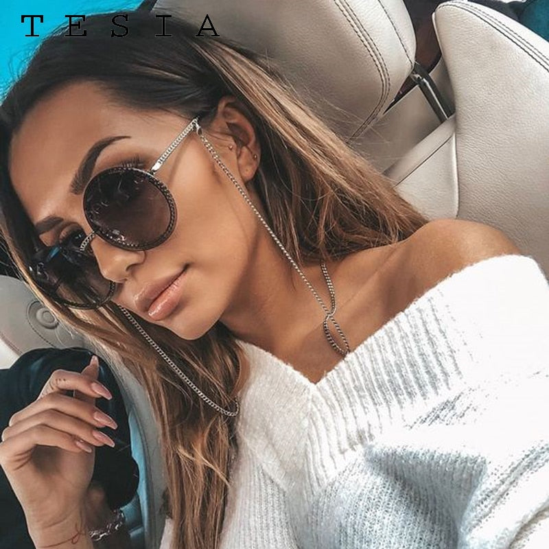 Značka Kulaté sluneční brýle Dámské Luxusní Dámské Odstíny bez obrouček Evropa Populární Ins Sluneční brýle lunettes de sol femme