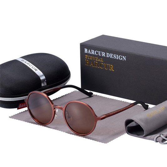 BARCUR Hot Black Goggle Férfi Kerek Napszemüveg Luxus Márka Férfi Szemüvegek Retro Vintage Női Napszemüvegek UV400 Retro Stílus