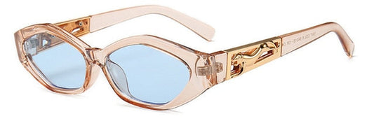 SHAUNA ダイヤモンドシャープファッションメタルジャンプチーター装飾ファッション女性小さなキャットアイサングラス