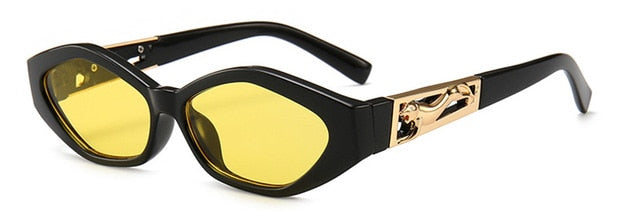 SHAUNA Diamond Sharp Fashion Metal Jumping Cheetah Dekoration Mode Kvinder Small Cat Eye Solbriller