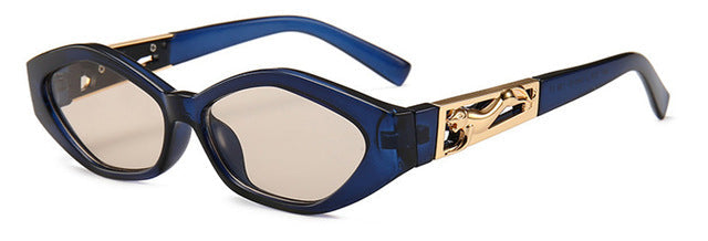 SHAUNA Diamond Sharp Fashion Metal Jumping Cheetah Dekoration Mode Kvinder Small Cat Eye Solbriller