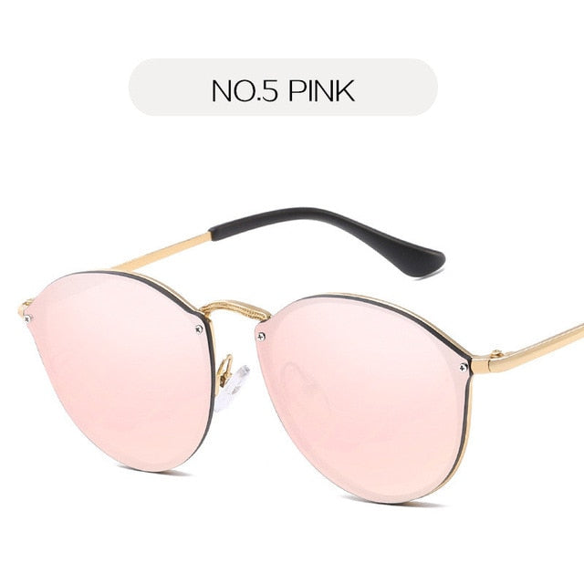 NYWOOH sončna očala Cat Eye Ženska luksuzna prevleka z zrcalnimi sončnimi očali Ženska retro kovinska očala brez okvirja UV400