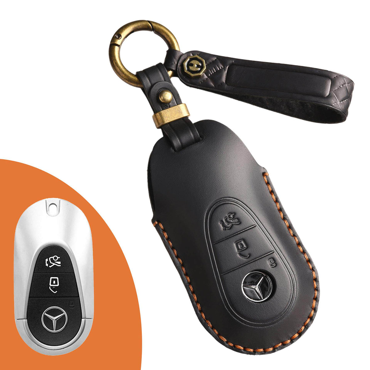 Top-Grain-Leder-Mercedes-Schlüsseletui