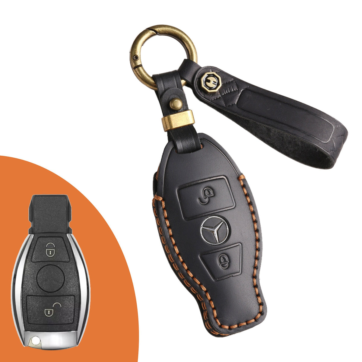Top-Grain-Leder-Mercedes-Schlüsseletui