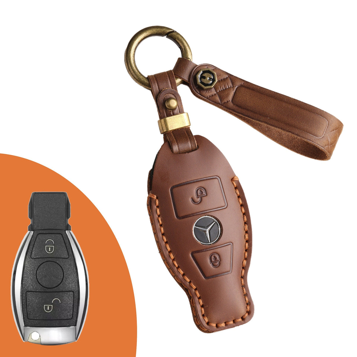 Top-Grain-Leder-Mercedes-Schlüsseletui