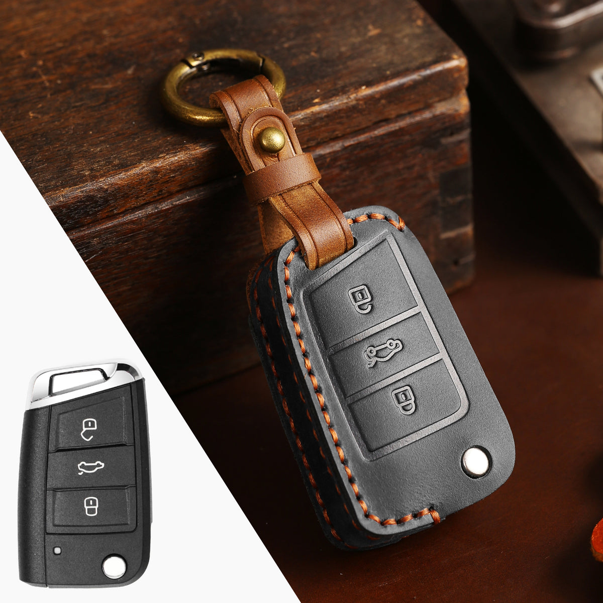 Top-Grain-Leder-Volkswagen-Schlüsseletui