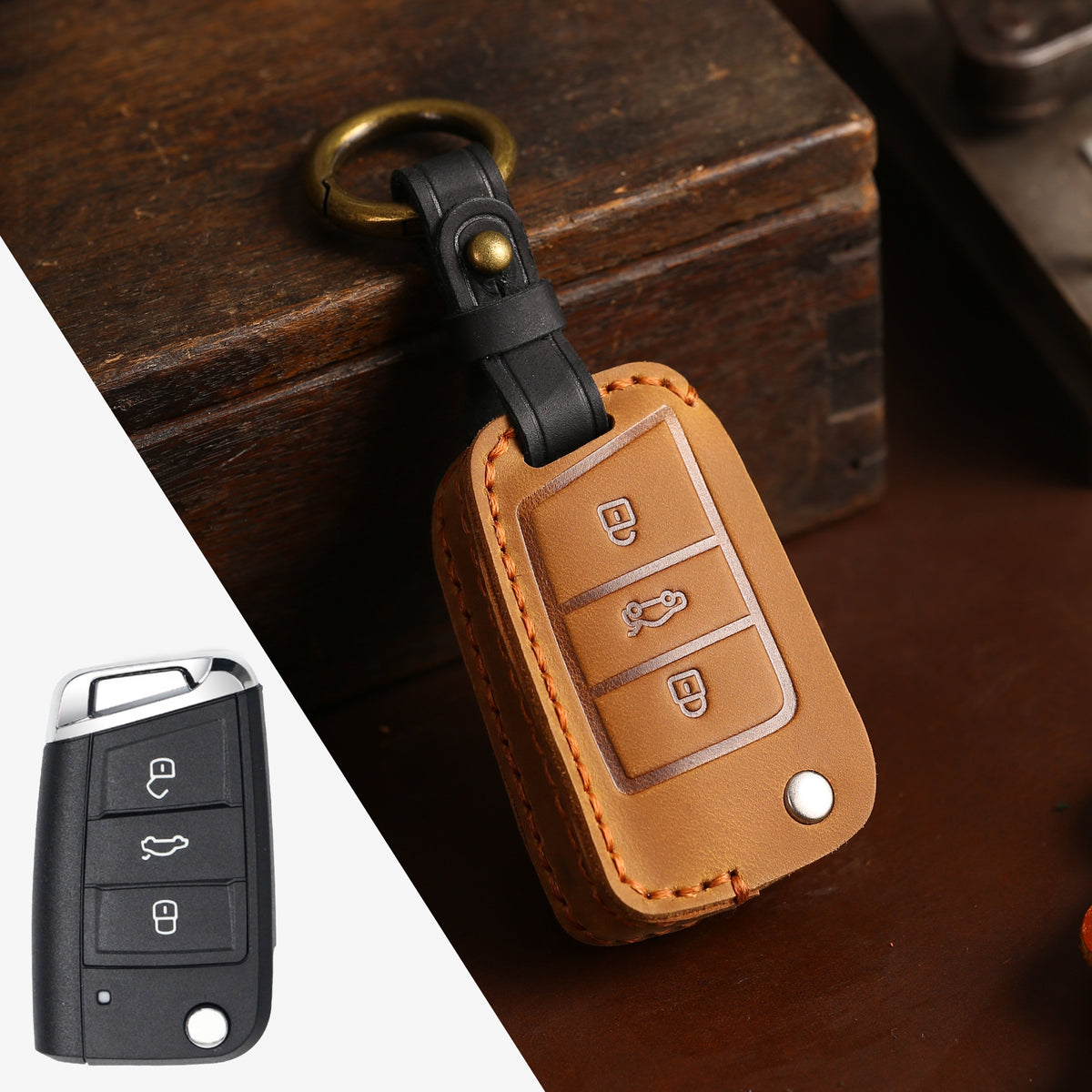 Top-Grain-Leder-Volkswagen-Schlüsseletui