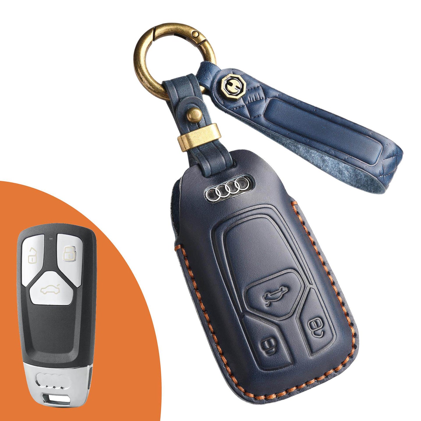 Top Grain Leather Audi Key Case